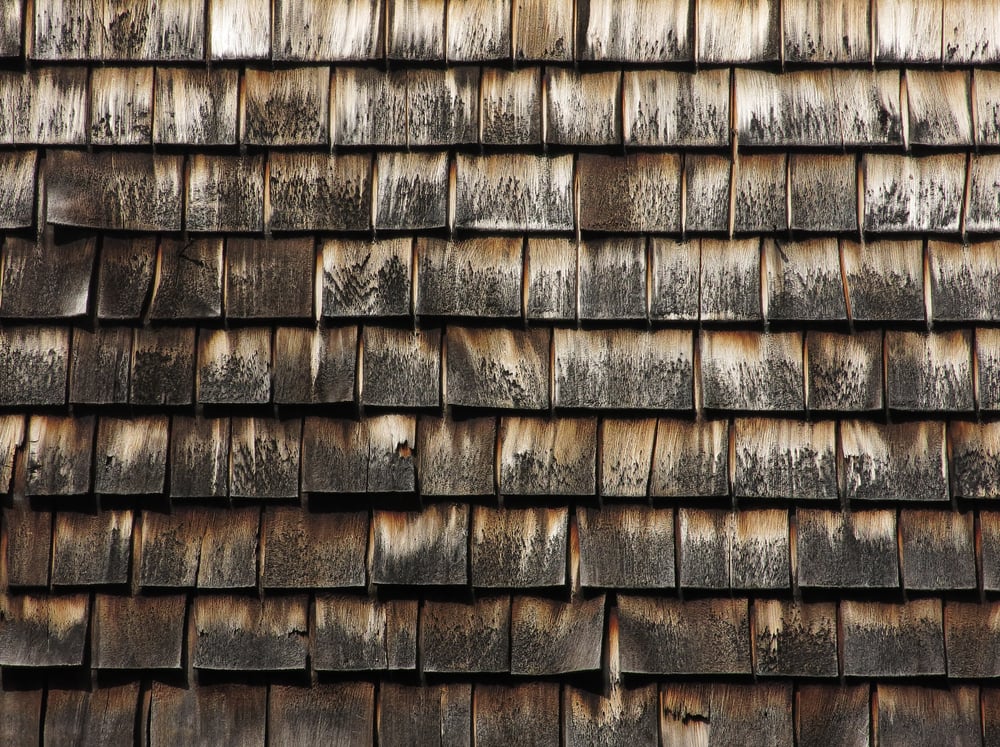 Pattern of cedar shingles on old Cape Cod building-1