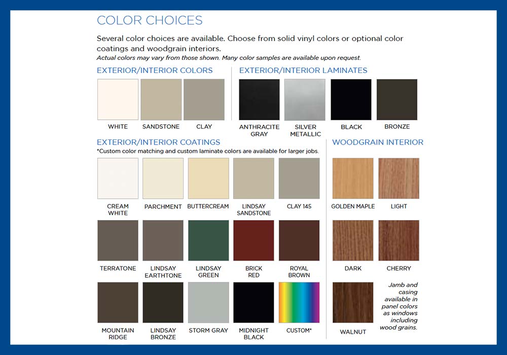 Lindsay Windows Pinnacle Color Choices