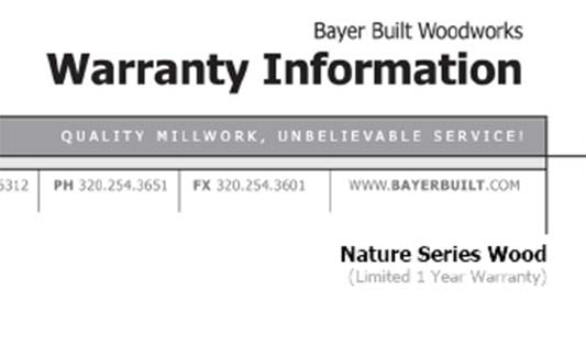 Bayer Built Doors Nature Series Limited Warranty Brochure