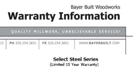 Bayer Built Doors Select Steel Limited Warranty Brochure