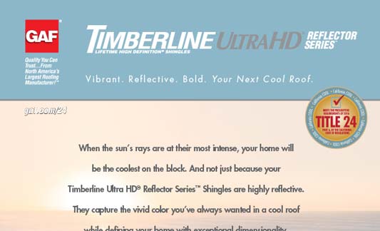 GAF Roofing Timberline Ultra HD Reflector Series Brochure