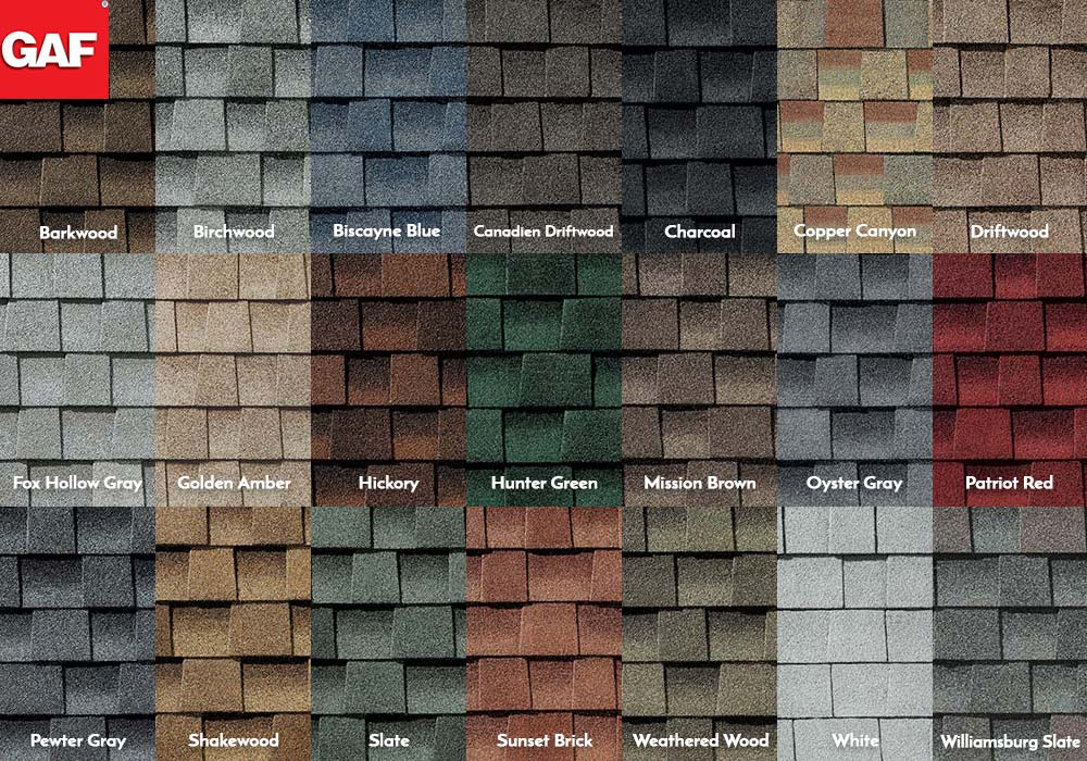 GAF Roofing Timberline HD Swatches