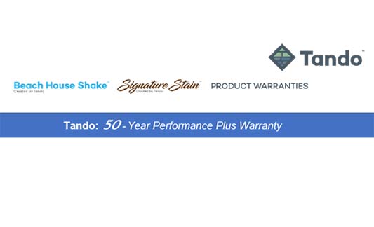 Tando Siding Beach House Shake Limited Warranty Brochure