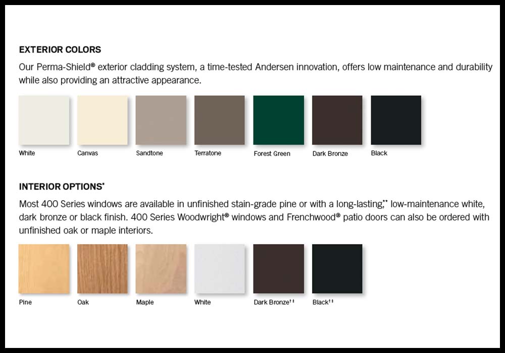 Andersen Windows 400 Series Colors